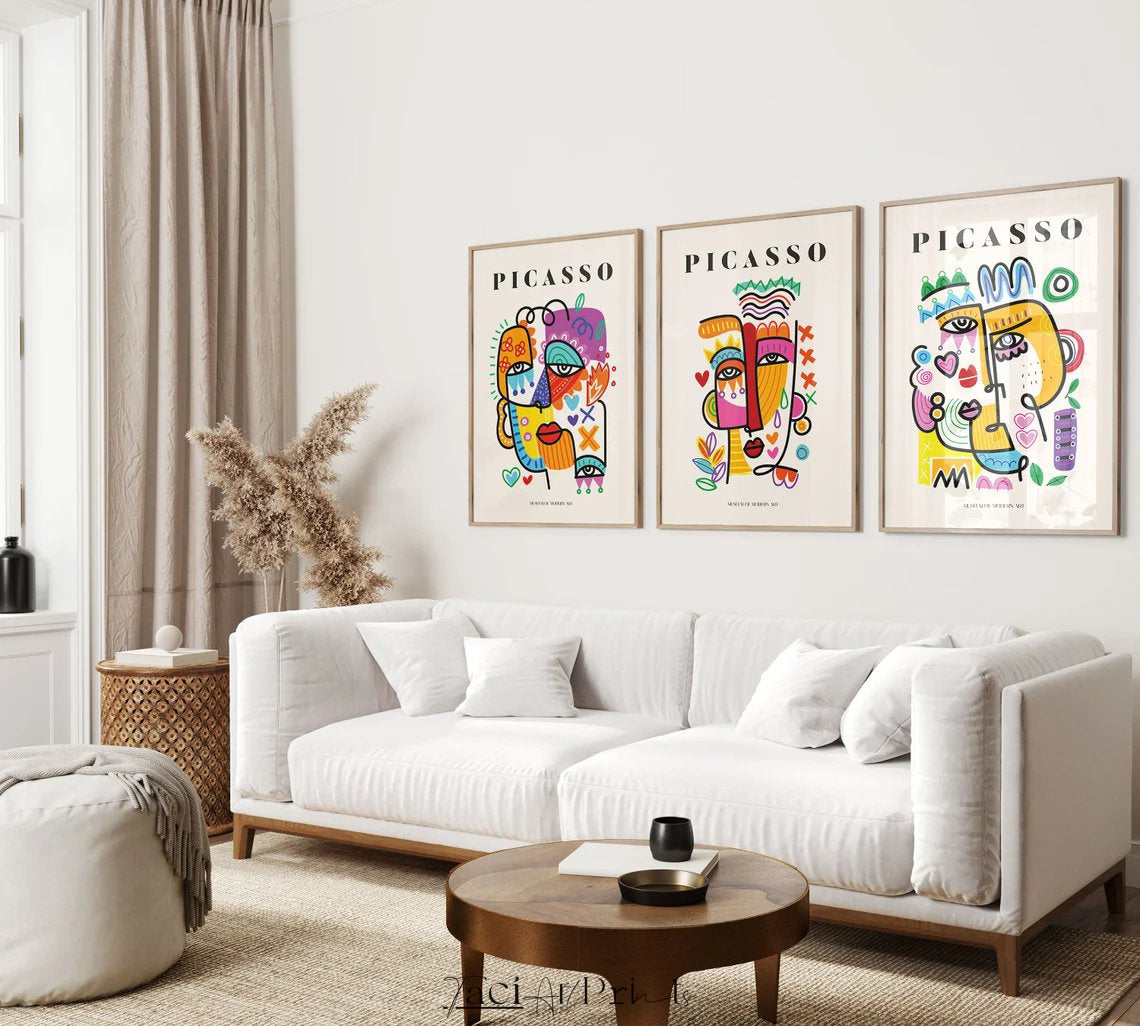 Picasso Abstract Face Art Prints Set of 3