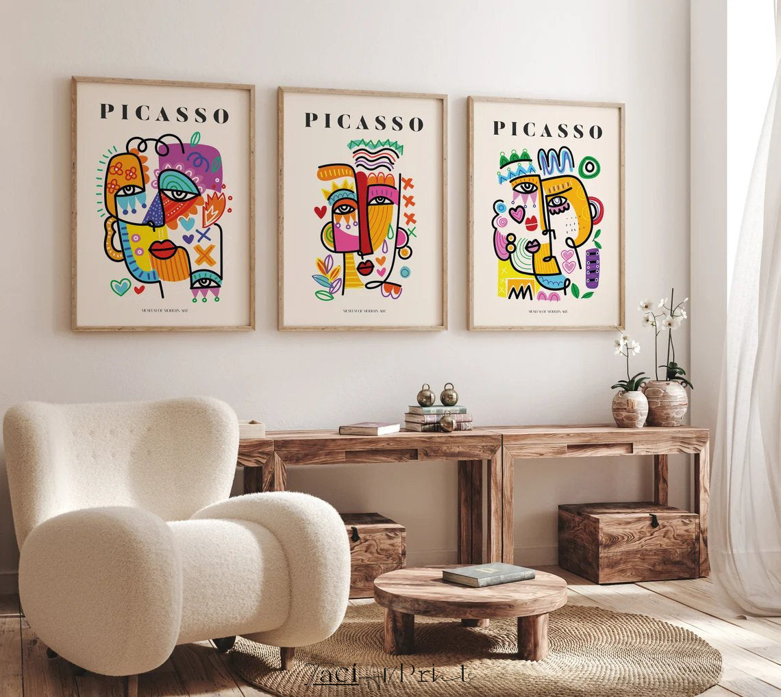 Picasso Abstract Face Art Prints Set of 3