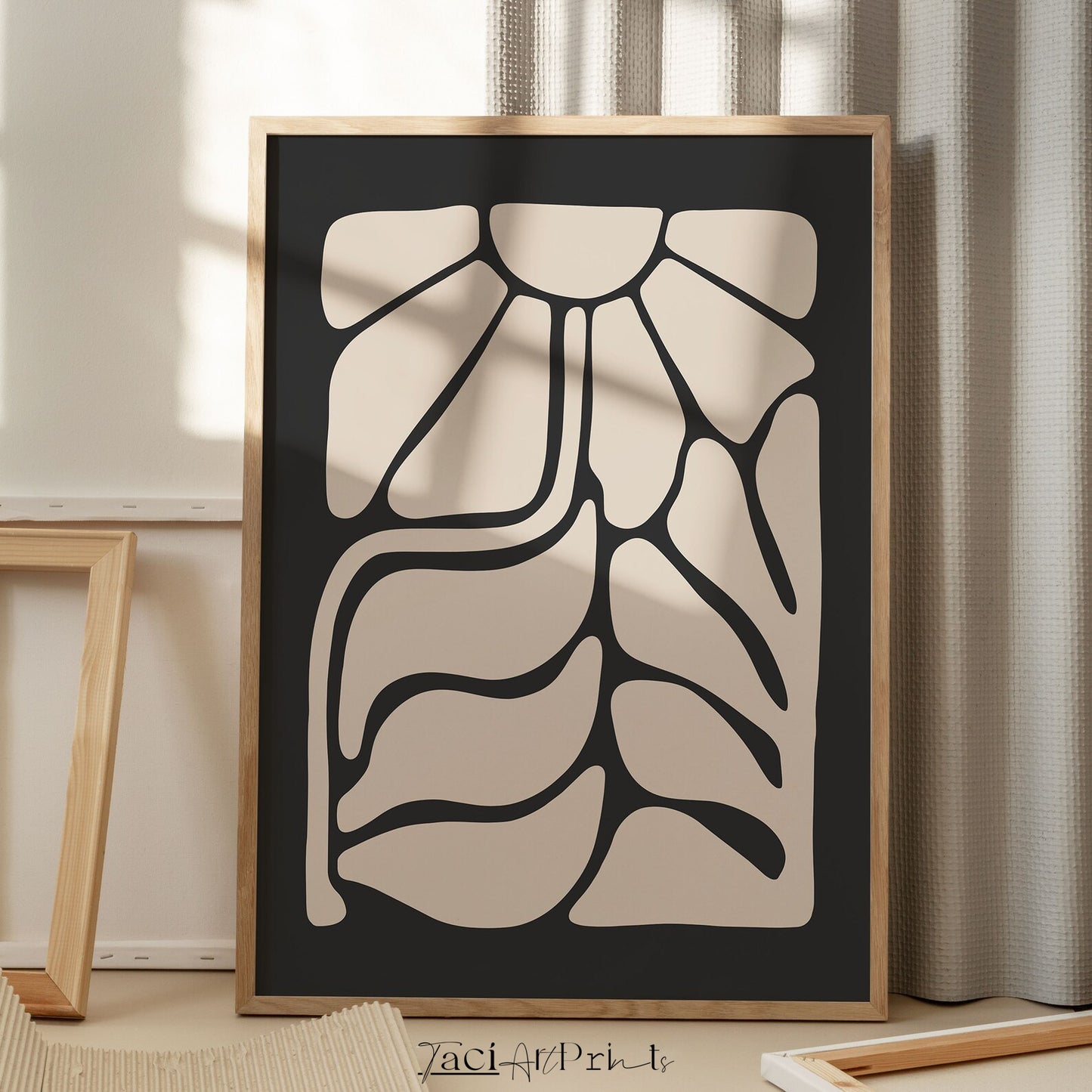 Abstract Beige Black Floral