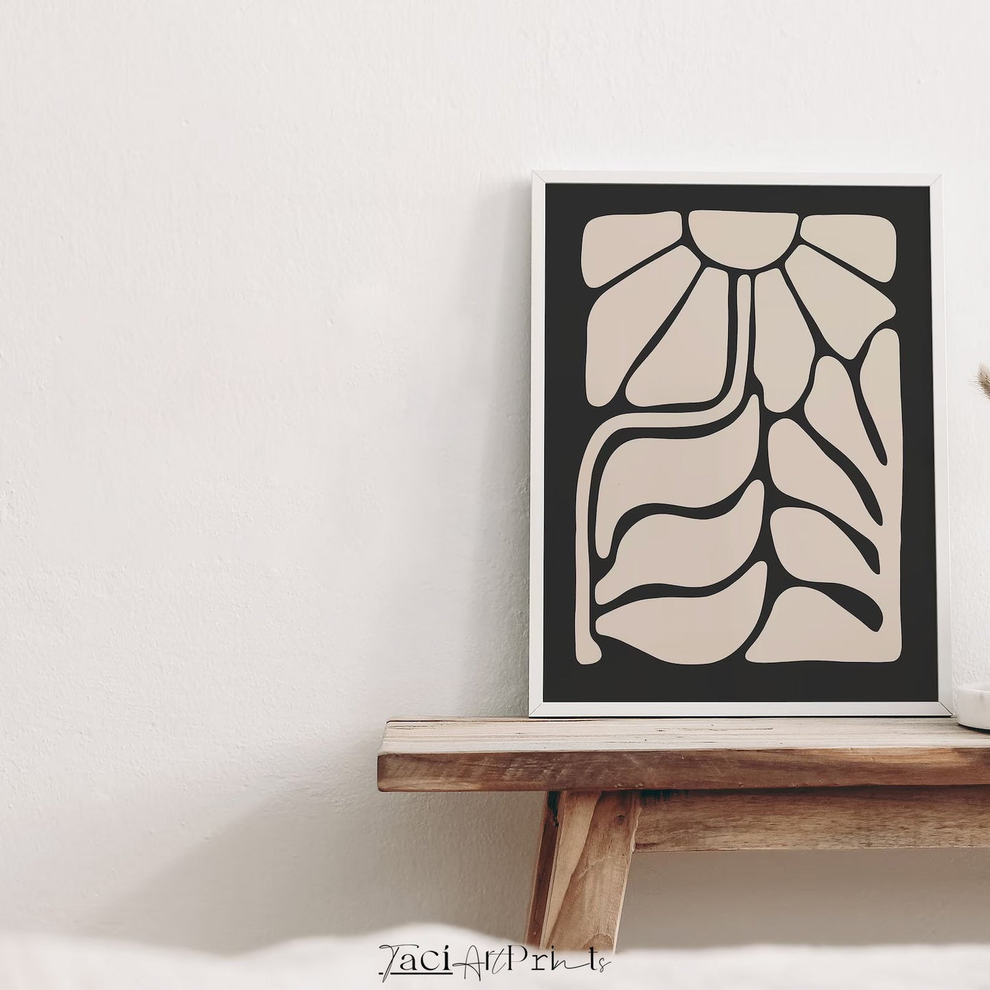 Abstract Beige Black Floral