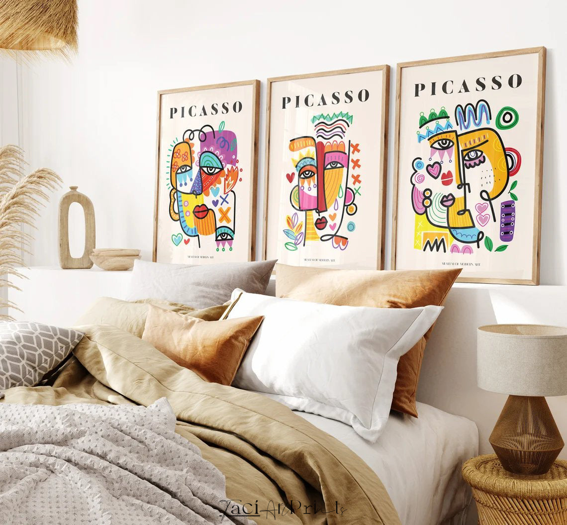 Picasso Abstract Face Art Prints Set of 3