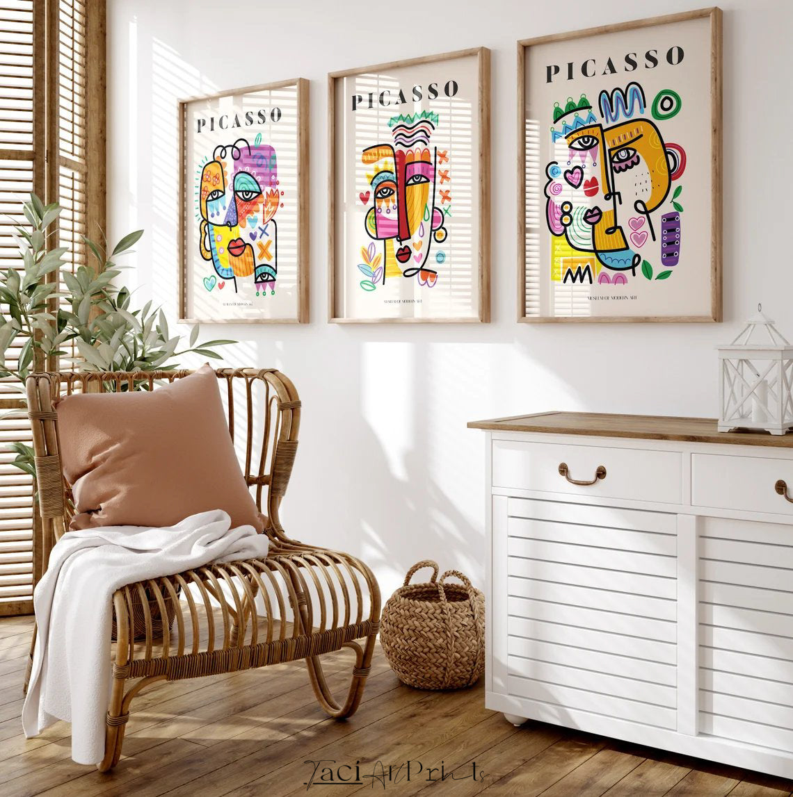 Picasso Abstract Face Art Prints Set of 3