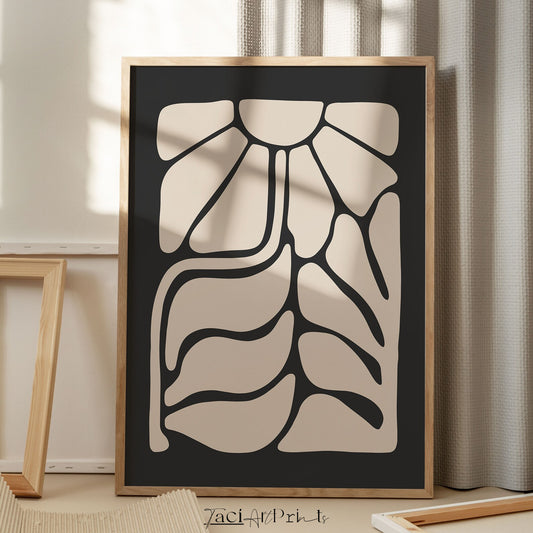 Abstract Beige Black Floral