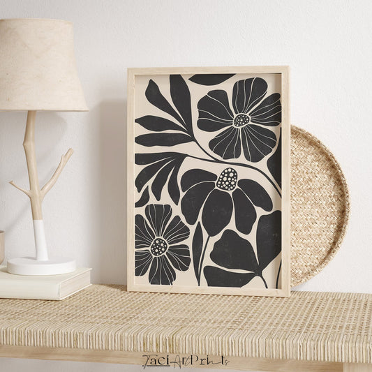 Abstract Beige Black Floral
