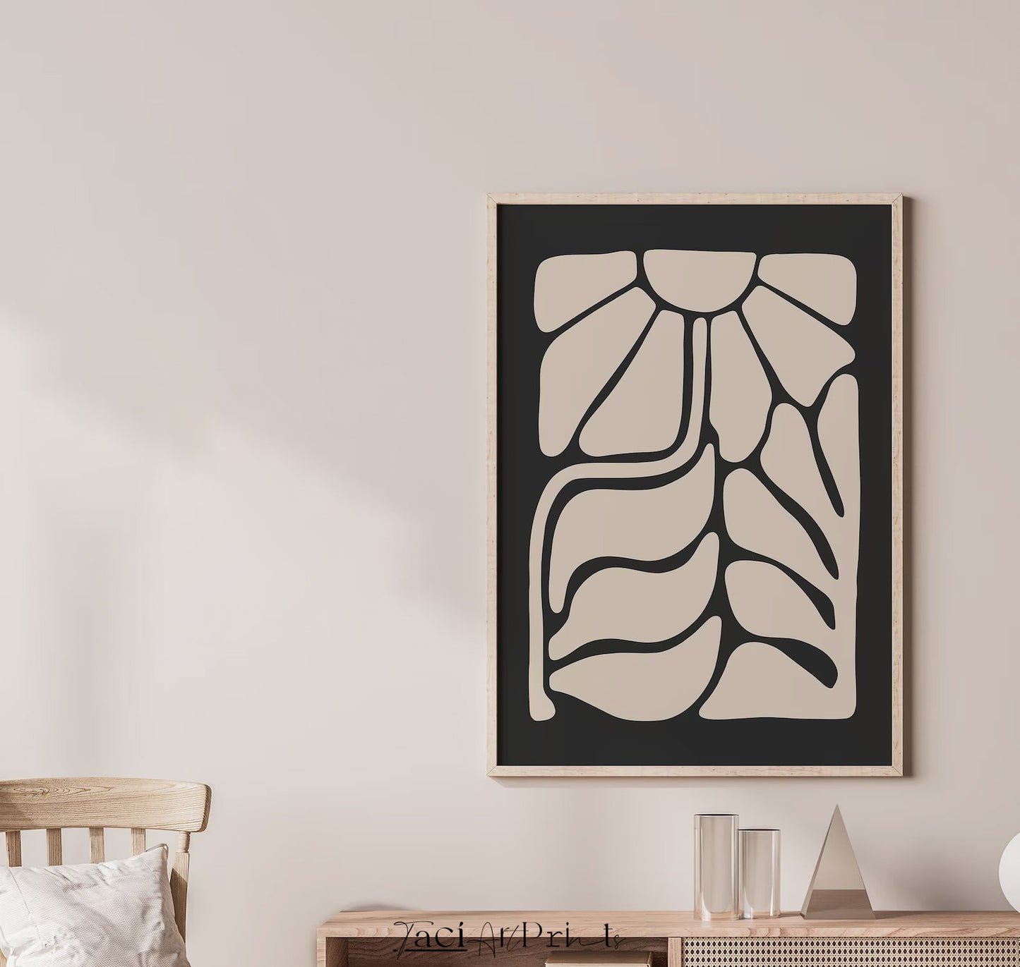 Abstract Beige Black Floral
